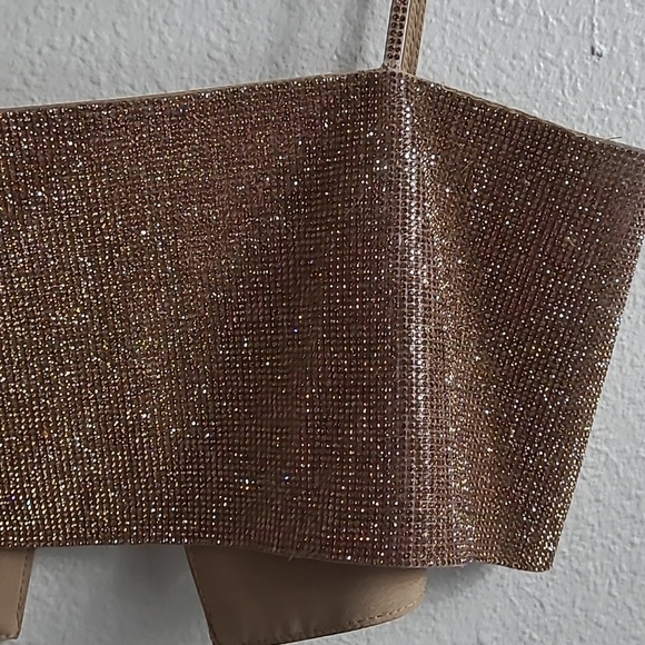 Zara Sparkle Bronze Cropped Cami Top Size M/L Party , Evening , Disco - Picture 3 of 8